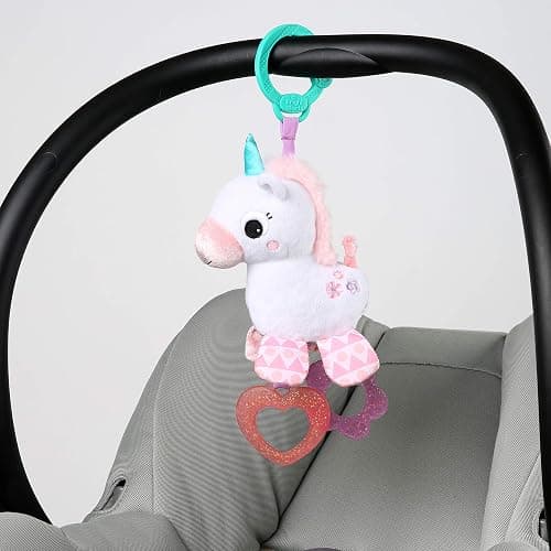 Bright Starts Unicorn Sparkle & Shine Plush Take-Along Stroller or Carrier Toy, Ages 0 Month+, Pink thumbnail 7