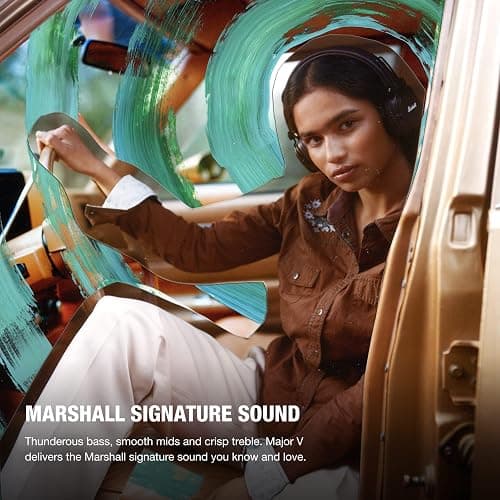 Marshall Major V Wireless On-Ear Bluetooth Headphones - 100+ Hr Playtime | Detachable Audio Cable | Microphone for Calls | Lightweight, Foldable Design for Travel - Brown thumbnail 2