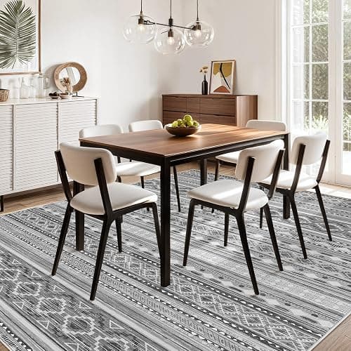 cotiled 8x10 Area Rug for Living Room, Washable Non-Slip Large Area Rug, Indoor Floor Carpet Low Pile Soft Boho Farmhouse Rug for Bedroom Dining Room (Grey/Beige,8'x10') thumbnail 8