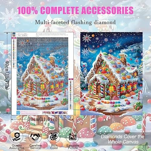 4PcakChristmas Diamond Art Kits for Adults Diamond Painting for Beginner | Christmas Diamond Dots Full Drill Crafts for Gem Art Dot Art for Adults Home Wall Decor for Teens Boys Girls 12x16 in thumbnail 7