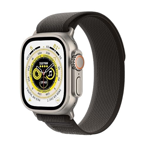 Apple Watch Ultra [GPS + Cellular 49mm] Titanium Case with Black/Gray Trail Loop, S/M (Renewed) - Image 1