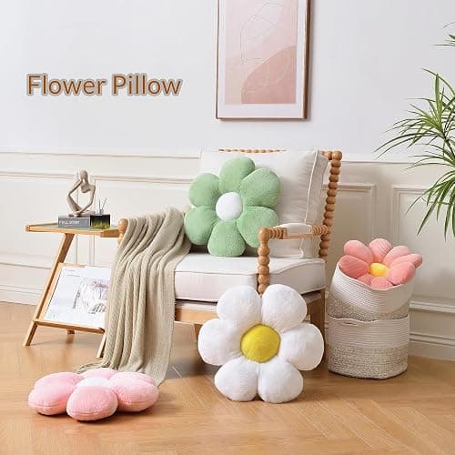 Vdoioe Pink Flower Pillow，19.6In Floor Pillow Cushion Flower Shaped Throw Pillow Cute Flower Seating Cushion Home Decorative Pillows for Sofa Couch Bed thumbnail 2