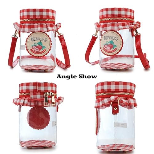 Novelty Purse for Women Cute Strawberry Jam Shaped Crossbody Bag Transparent PVC Crossbody Bag thumbnail 6