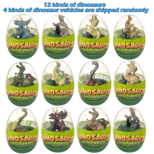 Cherislpy 4 Pack Jumbo Dinosour Eggs with Dinosaur Pull Back Cars Dinos Vehicles Toys Inside for Kids Boys Girls Goodie Bag Christmas Stocking Stuffers Treasure Box Classroom Prizes Carnival Gifts thumbnail 2