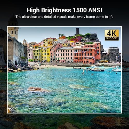 Official Licensed Netflix 1500 ANSI Smart Projector, HAPPRUN 4K Projector with Wifi and Bluetooth, DoIby Audio,Native1080P,Built-in Apps, ,Electric Focus,Movie Projector for Home Cinema,Outdoor,Indoor thumbnail 3