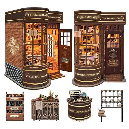 Book Nook DIY Miniature House Kit - Booknook Kit for Adults, Bookshelf Decor 3D Wooden Puzzle, Birthday Gifts for Book Lovers Women Friends - Magic Wand Shop - Image 1