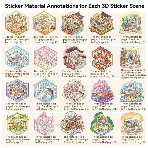 20 Sets Custom DIY 3D Sticker Scene Crafts Collection Book for Kids Adults | Make Your Own Shop House Stickers, Stress Relief Therapy, Hamburg Bakery Library Florist Party Scenes, Room Stickers thumbnail 6