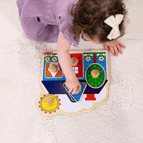Melissa & Doug First Shapes Jumbo Knob Puzzle, Wooden Peg Puzzle for Toddlers, Educational Toy for Shape Recognition and Fine Motor Skills, Ages 1+ thumbnail 5