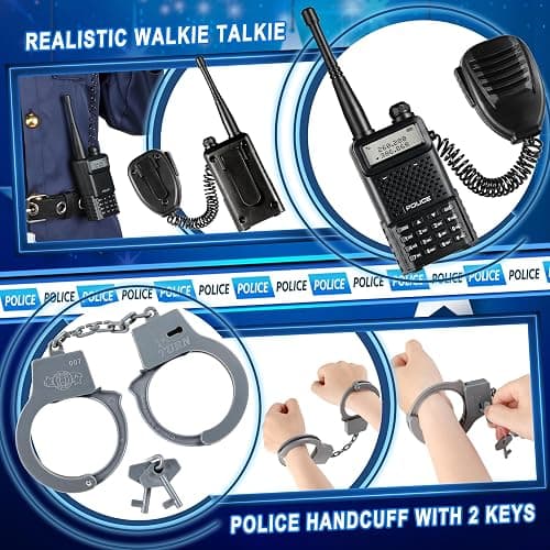 Deluxe All-in-One Police Accessories Role Play Set for Kids, Police Gear Toys Include Police Badge, Handcuffs, Belt... 8PCS Cop Accessories for Kids, Police Officer Costumes Birthday Gifts thumbnail 5