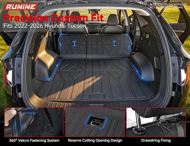 Floor Mats for Hyundai Tucson 2022-2025 2026(Excluding Hybrid & PHEV), All Weather Protection Custom Floor Mats Trunk Cargo and Car Windshield Cover Set for Car Accessories,Car Floor Liners Set thumbnail 3