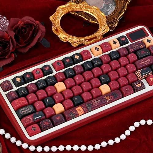 GEKUCAP Red Black PBT Keycaps, Poker Themed Custom Keyboard Keycaps | Dye-Sublimation MOA Profile Keycaps Set 130 Keys for 75% TKL Cherry Gateron MX Switches Mechanical Keyboards thumbnail 7