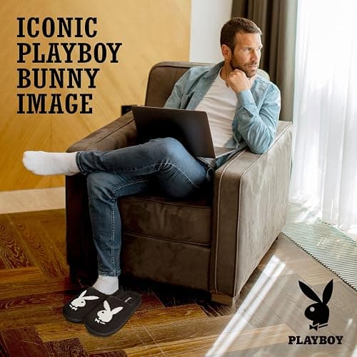 Playboy Mens Slippers Gifts for Men Extra Cozy Fuzzy House Slippers Slip On thumbnail 3