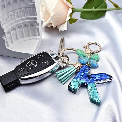 JINGUAZI Butterfly Initial Letter Keychain Bag Charms for Women | Cute pendant accessories for purses, handbags, backpacks, car keys, small gift for her young women, mothers, teachers thumbnail 5
