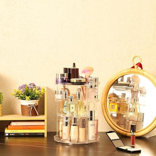 Clear Rotating Makeup Organizer for Vanity,Adjustable Skincare Organizer Countertop,Cosmetic Display Cases for Beauty,Skin Care,Spinning Makeup Stand,Make up Storage Organizer and Perfume organizer thumbnail 5