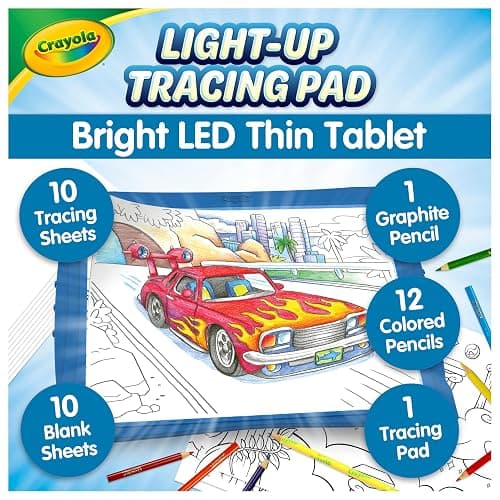 Crayola Light Up Tracing Pad - Blue, Drawing & Tracing Projector for Kids, Holiday & Christmas Gifts for Girls & Boys, Sketching Light Box Table, Toys for Kids, Ages 6+ thumbnail 8