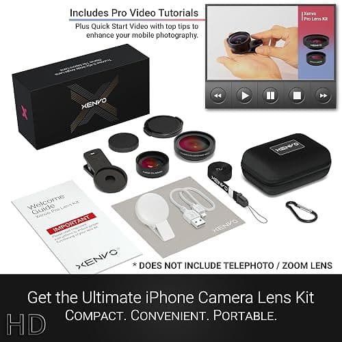 Xenvo Pro Lens Kit for iPhone and Android, Macro and Wide Angle Lens with LED Light and Travel Case Black thumbnail 8