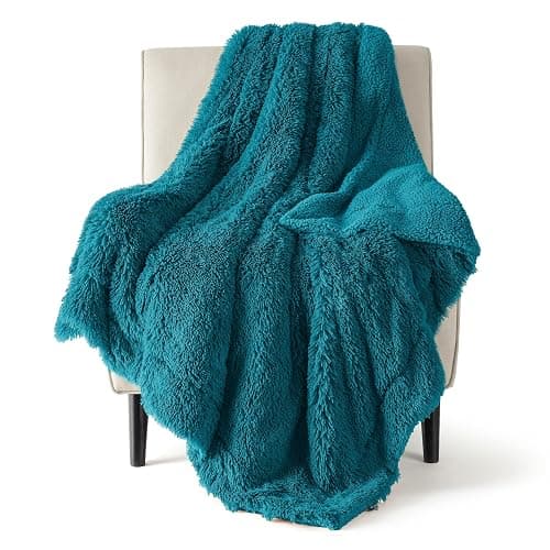 Bedsure GentleSoft Fluffy Turquoise Teal Throw Blanket, Teal Decor Cozy Gifts for Women Men, Soft Fuzzy Sherpa Fleece Plush Thick Warm Faux Fur Throws for Couch, Aqua Blanket Gifts for Mom, 50x60 - Image 1