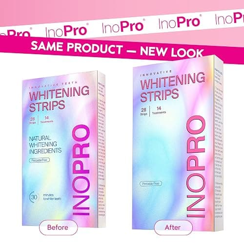 InoPro Teeth Whitening Strips 14 Treatments Kit - Enamel Safe Teeth Whitener, Peroxide-Free, Green White Strips for Teeth Whitening with Arbutin, Coconut Oil, Deep Stains Removal (28 Strips) thumbnail 2