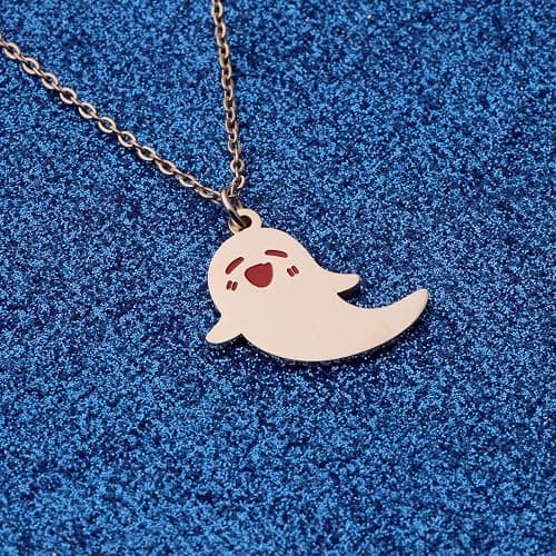 WUSUANED Cute Ghost Necklace Hu Tao Ghost Shape Jewelry Genshin Halloween Cosplay Gifts For Game Anime Lovers thumbnail 3