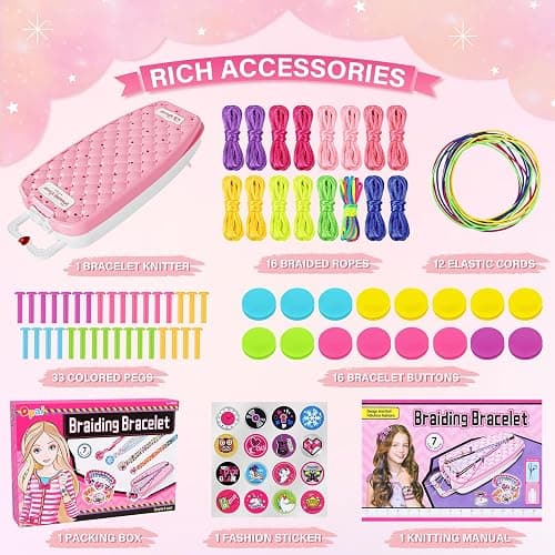 Dpai Friendship Bracelet Making Kit for Girls,DIY Arts and Crafts Toys,Jewelry String Maker Kit,The Best Birthday Gifts Ideas for Girls 6 7 8 9 10 11 12+ Years Old（Pink） thumbnail 5