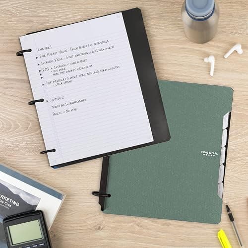 Five Star Flex Refillable Notebook + Study App, College Ruled Paper and 1 Inch TechLock Ring Binder with Pockets, Tabs and Dividers, 200 Sheet Capacity, Seaglass Green (293280AQ8) thumbnail 8