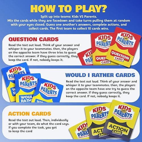 Kids VS Parents – A Hilarious Family Game with Conversation Starters & Fun Challenges – Card Game for Kids, Teens & Adults | Perfect for Game Night, Travel, or Gifts thumbnail 2