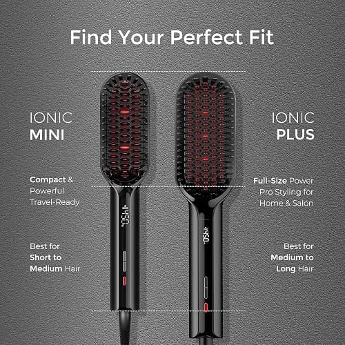 TYMO Hair Straightener Brush - Upgraded Ionic Compact Straightening Brush for Women with Wave-Design Bristles, Fast, Smooth Styling, Lightweight Hot Comb & Travel Flat Iron, 1 Billion Ions, Black thumbnail 7