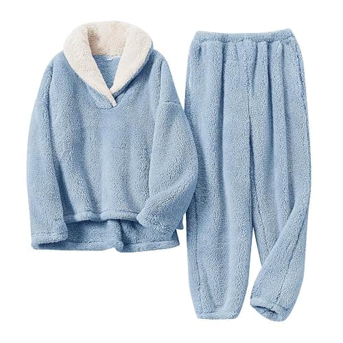 BOSECETA Fluffy Pajamas for Women Set Soft Comfy Fleece Pjs Pullover Pants Loose Plush 2 Piece Sleepwear Fuzzy for Winter - Image 1