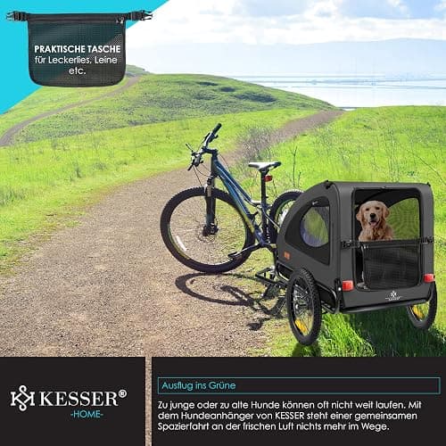 Remorque de vélo pour chien de remorque Drapeau et sac inclus - Toile Oxford 600D pliable SmartSpace Concept, max. 45 kg, anthracite thumbnail 3