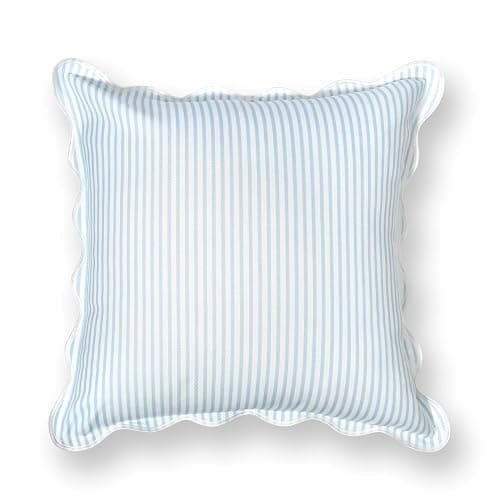 Hofdeco Premium Coastal Patio Indoor Outdoor Scalloped Throw Pillow Cover Only, 20"x20" Water Repellent for Backyard, Couch, Baby Blue Print Stripes thumbnail 7