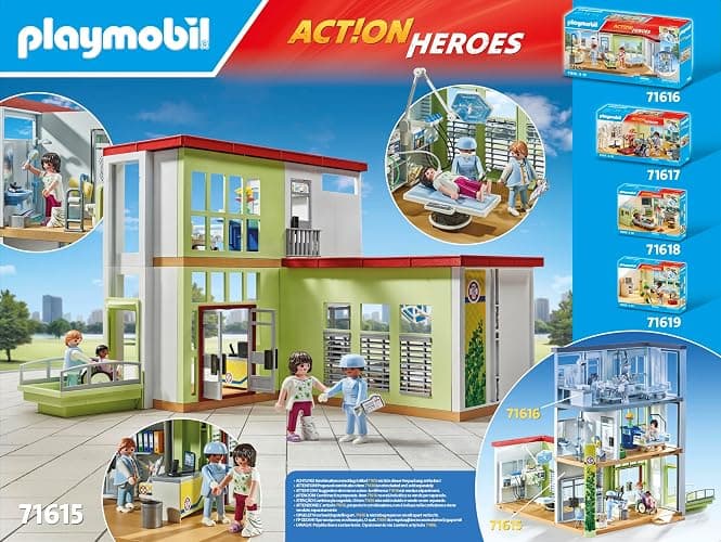 PLAYMOBIL Action Heroes 71615 Modernes Krankenhaus, mit Vier Figuren, medizinischen Geräten und Accessoires, zu über 80 % aus recycelten und biobasierten Materialien, Spielzeug für Kinder ab 4 Jahren thumbnail 5