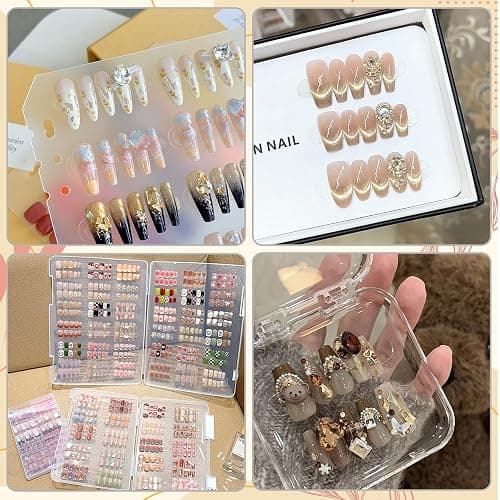 12 Sheets Double Sided Nail Tape for Press on Nails, Clear Adhesive Mounting Tapes for Nail Packaging Nail Design Salon Supplies Colors Designs Showcase (Red) thumbnail 7