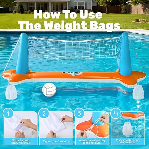 JOYIN Pool Toys Games Set-Inflatable Pool Float Set Volleyball Net & Basketball Hoops, 2 in1 Floating Swimming Game Toy, Volleyball Swimming Pool Game for Kids and Adults, Backyard Beach Summer Toys thumbnail 7