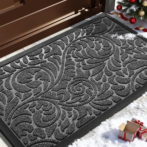 Yimobra Door Mat Outside Entrance 29.5x17, Waterproof Sturdy Outdoor Mats for Front Door, Heavy Duty Non-Slip Doormat for Garage Patio Entryway Indoor, Easy Clean, Grey - Image 1