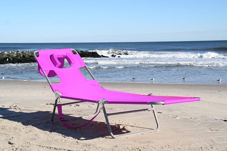 Ostrich Beach Lounge Chair, Folding & Reclining Outdoor Chaise Lounger, Pink - Portable Adjustable Recliner Chair for Lawn, Pool, Patio, Garden, and Yard thumbnail 2