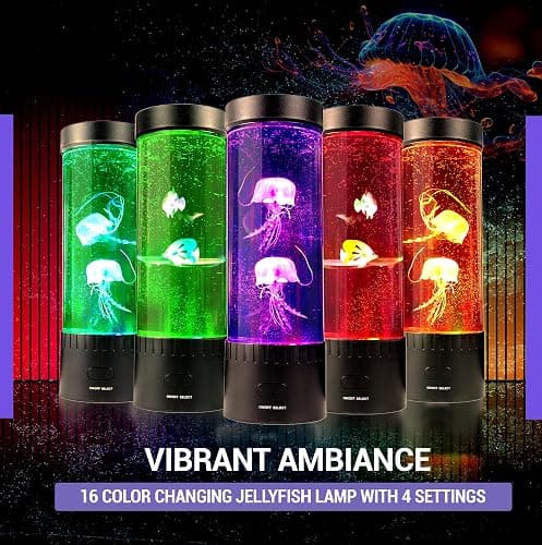 Brewish Jellyfish Lamp (Upgraded Motor 2025),16 Color Changing Mood Lamps, 4 Modes Aquarium Night Light, Artificial Fish Tank with Moving Fish, Sensory Room LED Lights for Autism, ADHD, Excellent Gift thumbnail 3