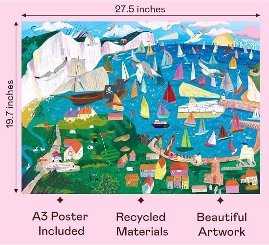 Elena Essex Puzzles für Erwachsene, 1000 Teile – Harbor Bay, 1000 Teile Puzzle für Erwachsene, Puzzles 1000 Teile, Bunte Segelboote, Meer, Strand, Landschaft, Puzzle-Größe 70x50cm thumbnail 3