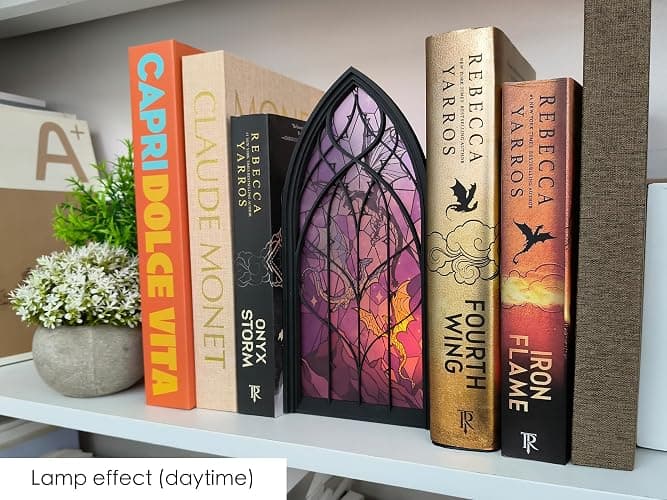 TwoDays 4th Wing Inspired Book Nook – Fantasy Dragon Merch Bookshelf Decor for Book Lovers, Gifts for Bookish Collectors Library (Black) thumbnail 2