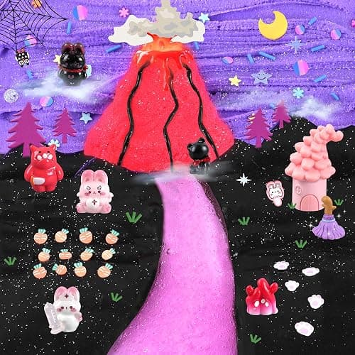 Joytry Red Black Slime Kit 8 Packs, Kids Slime Toys, Cloud, Butter Clear Slime with Cute Bunny Cat Charms, Goodie Bag Stuffers for Birthday Christmas Easter Gift thumbnail 2
