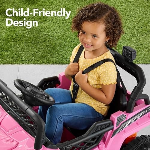 Best Choice Products Kids 12V Electric Ride On UTV Car and Trailer w/Parent Control, LED Lights, 2 Speeds, Bluetooth - Pink thumbnail 8
