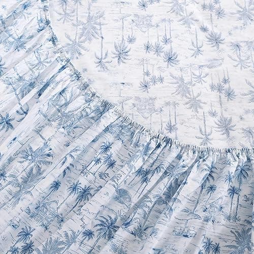 Tommy Bahama - Queen Sheets, Super Soft Cotton Percale Bedding Set with Matching Pillowcases, Crisp & Cool, Coastal Room Essentials (Surfside Blue, Queen) thumbnail 6