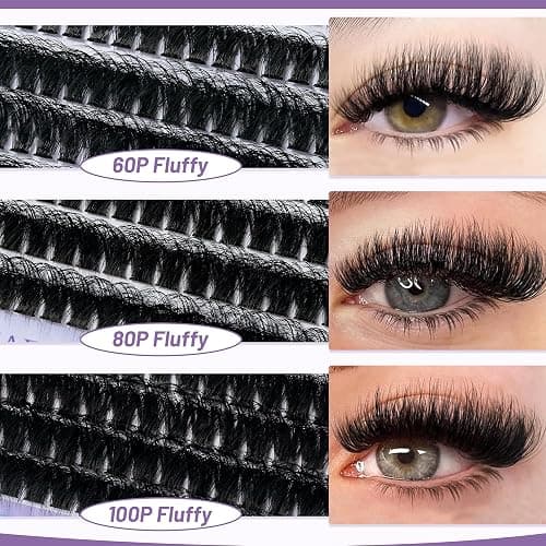 QUAFFLY Lash Extension Kit - Reusable Cluster Lashes Extension Kit with 666 PCS Fluffy Lash Clusters and Tweezers & Bond&Seal & Remover, Natural DIY Lash Clusters for Beginners (60+80+100-kit) thumbnail 4