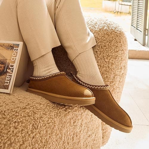 DREAM PAIRS Women's Fuzzy Cozy Slippers Genuine Suede Indoor Outdoor Fluffy Home Comfy Winter Slip On Cute Warm Memory Foam Furry Shoes FuzzyEasy thumbnail 9