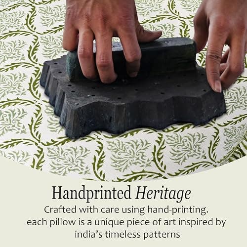 CPC Fern Regal Hand Block Print 100% Cotton Ruffle Throw Pillow Cover 14x36 inch with Hidden Zipper Decorative for Couch, Bed, Sofa, Farmhouse, Cottagecore Decor Gift Christmas Fall Thanksgiving thumbnail 4