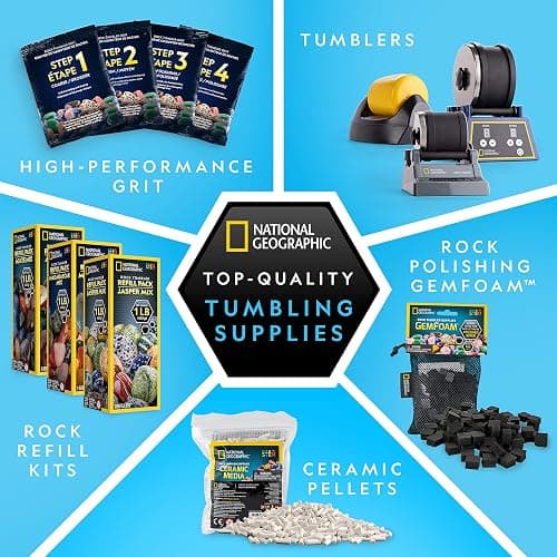 NATIONAL GEOGRAPHIC Rock Tumbler Refill Kit – 1.36 kg of Rough Gemstones and Rocks for Tumbling Including Amethyst and Quartz – Rock Tumbler Supplies Include Rock Tumbler Grit thumbnail 7