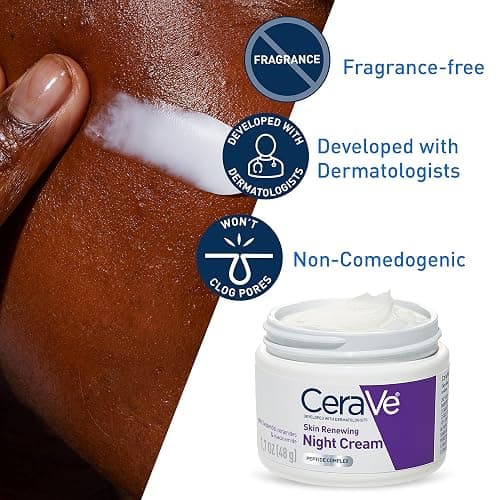 CeraVe Skin Renewing Night Cream, Niacinamide, Peptide Complex, and Hyaluronic Acid Moisturizer for Face, 1.7 Ounce, Packaging may Vary thumbnail 4