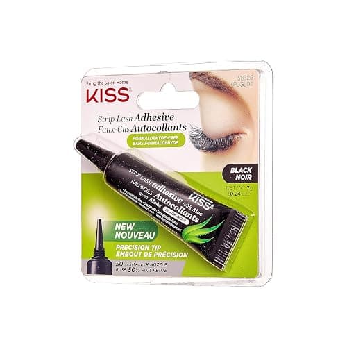KISS Black Strip Lash Adhesive with Aloe, Dermatologist Tested, Formaldehyde Free, Non-Irritant, Contact Lens Friendly, Secure Hold, Contains Latex, with Control Nozzle Tip, 0.24 Ounce thumbnail 2