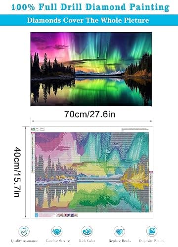 Northern Lights Diamond Painting Kits for Adults，5D Large Size Northern Lights Diamond Art for Adult Beginners, Full Drill Aurora Crafts Gem Art Painting for Home Wall Decor 27.6x15.8in thumbnail 3