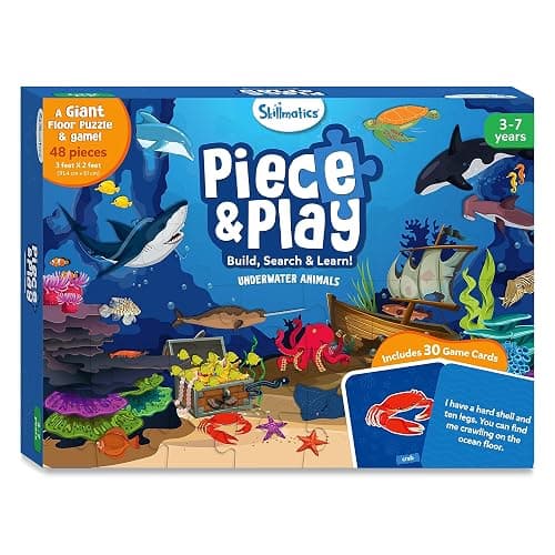 Skillmatics Floor Puzzle & Game - Piece & Play Underwater Animals, Jigsaw & Toddler Puzzles, Educational Toy, Gifts for Boys & Girls Ages 3, 4, 5, 6, 7 (48 Pieces, 2 x 3 feet) thumbnail 9