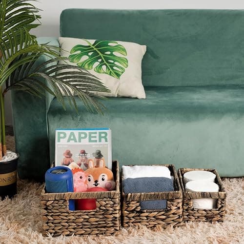 CENBOSS Wicker Baskets (Small, Black Wash, 1 PC) Rattan Storage Baskets for Shelves, Woven Seagrass Holder - Black Wash - Small thumbnail 7